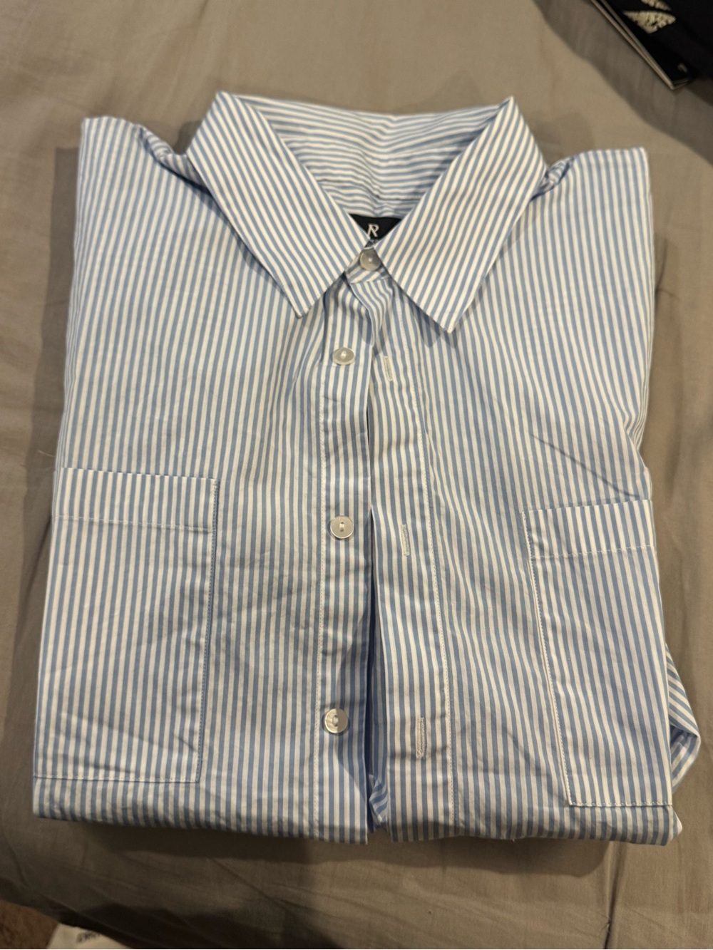 Men's Blue & White Striped Dress Shirt - Classic Point Collar